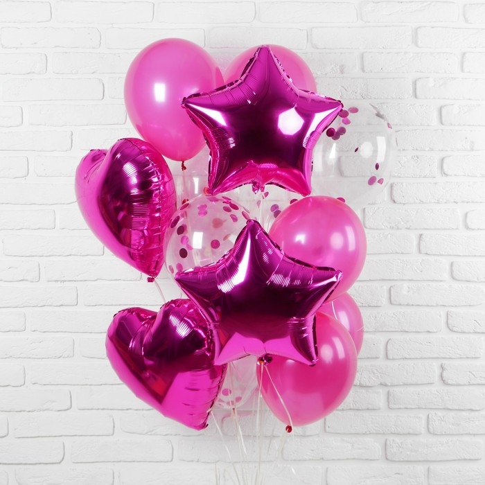 Букет из шаров «Романтика», фольга, латекс, в наборе 14 шт., фуксия Букет из шаров «Романтика», фольга, латекс, в наборе 14 шт., фуксия