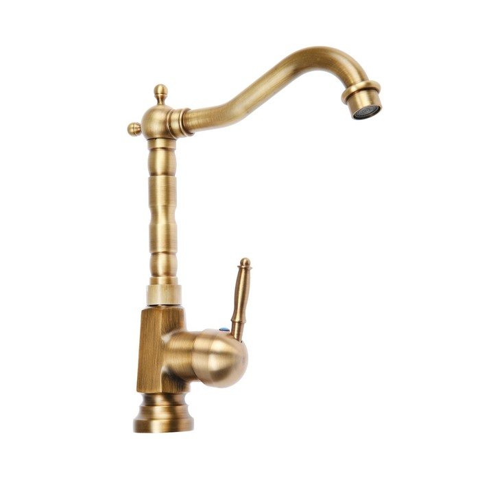 Смеситель для кухни и раковины ZEIN Ретро, высокий излив, без подводки, латунь, цвет бронза Смеситель для кухни и раковины ZEIN Ретро, высокий излив, без подводки, латунь, цвет бронза