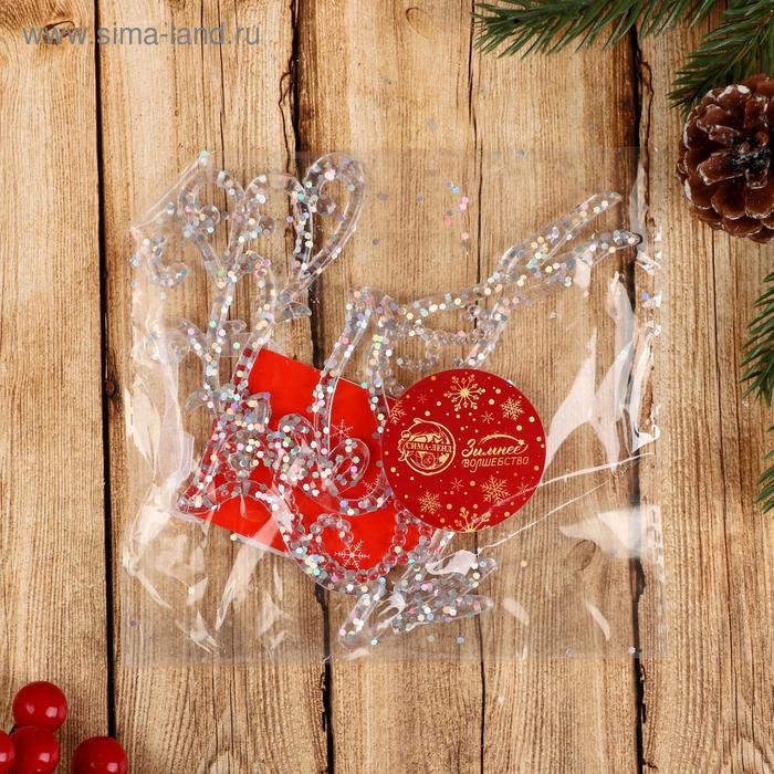 Украшение ёлочное Украшение ёлочное "Олень в прыжке - магия" 13х12 см, прозрачный