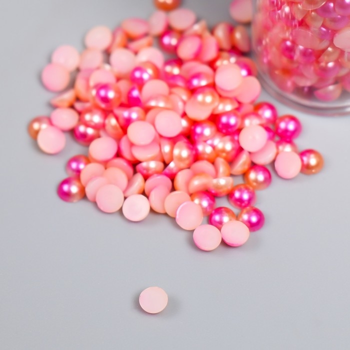 Декор Декор "Полубусины и стразы. Градиент розово-кремовый" d=4 мм 10г 200 шт 5х2,5 см, МИКС