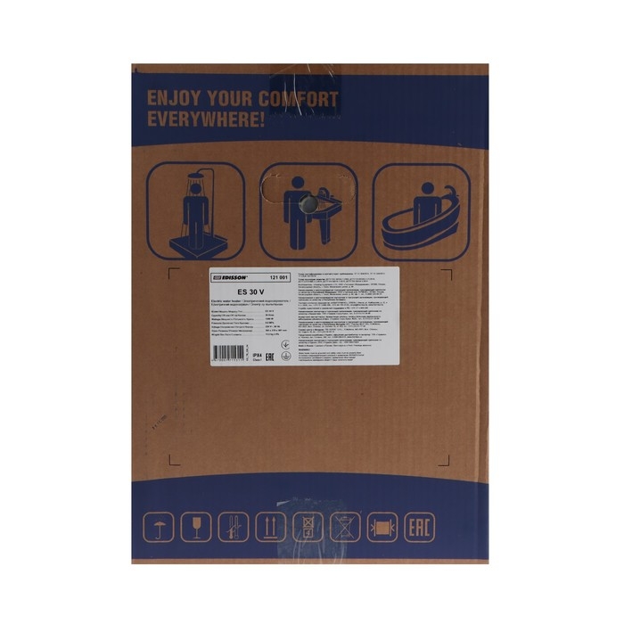 Водонагреватель EDISSON ES 30 V, накопительный, круглый, эмаль, 30 л, 1500 Вт Водонагреватель EDISSON ES 30 V, накопительный, круглый, эмаль, 30 л, 1500 Вт