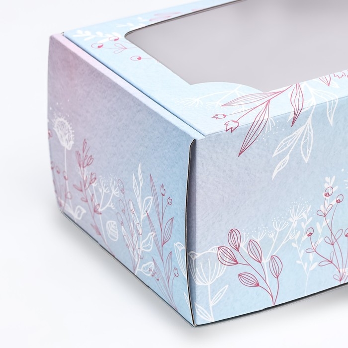 Коробка самосборная, с окном, Коробка самосборная, с окном, "Цветочные кружева" 16 х 35 х 12 см