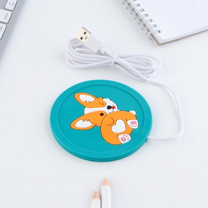 Подставка для кружки USB «Корги», 10 х 10 см. Подставка для кружки USB «Корги», 10 х 10 см.
