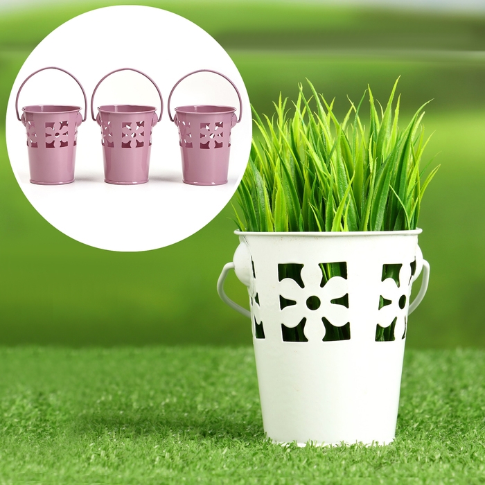 Набор кашпо  Набор кашпо "Ведерко" 7х8см / 3шт, МИКС