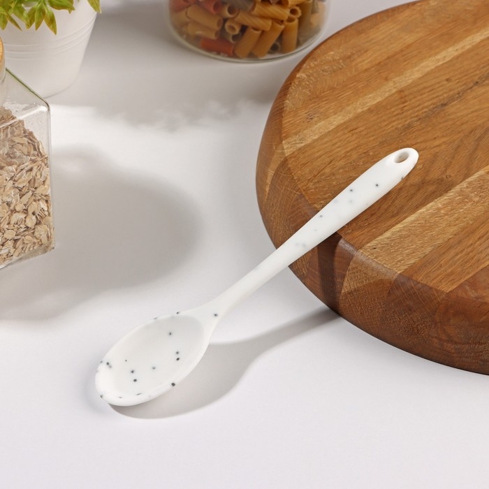 Ложка гарнирная Доляна «Гранит», силикон, 20,5×4,5 см, цвет белый Ложка гарнирная Доляна «Гранит», силикон, 20,5×4,5 см, цвет белый