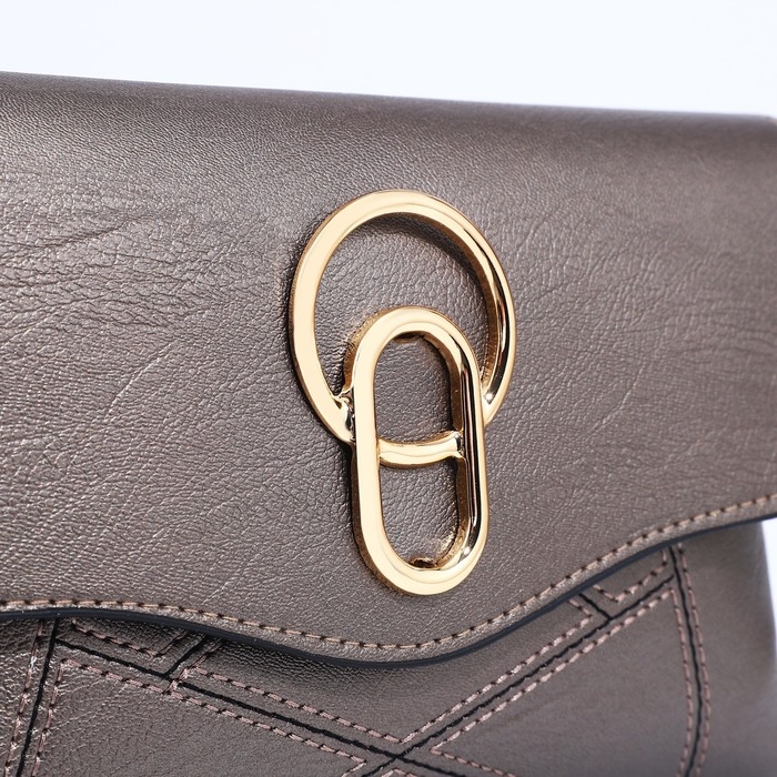 Сумка-клатч на магните, длинный ремень, цвет бронзовый Сумка-клатч на магните, длинный ремень, цвет бронзовый