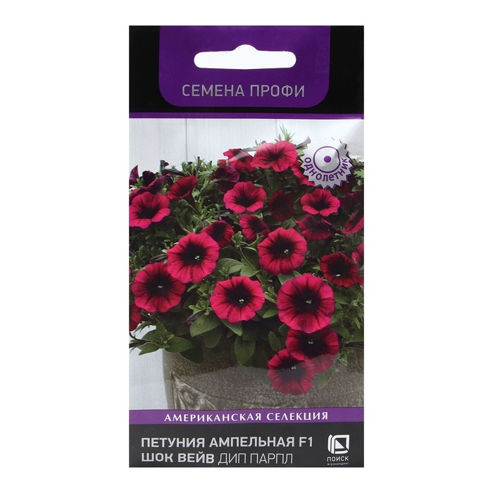 Семена цветов Петуния ампельная F1  Семена цветов Петуния ампельная F1 "Шок Вейв Дип Парпл" 5 шт