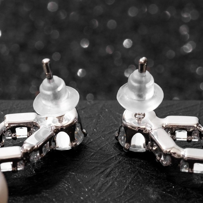 Серьги с жемчугом «Подари нежность» круг, цвет белый в серебре Серьги с жемчугом «Подари нежность» круг, цвет белый в серебре