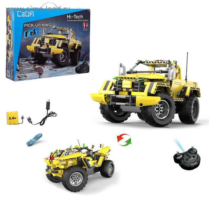 Конструктор радиоуправляемый «Джип», 2 в 1, с аккумулятором, 514 деталей Конструктор радиоуправляемый «Джип», 2 в 1, с аккумулятором, 514 деталей
