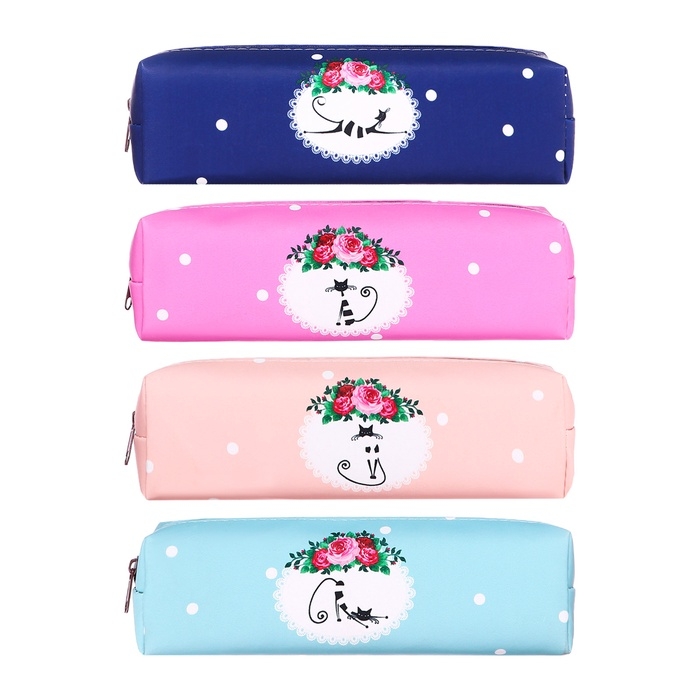 Пенал школьный «Кошечка», на молнии, МИКС Пенал школьный «Кошечка», на молнии, МИКС