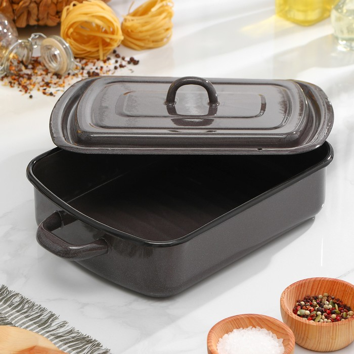 Противень с крышкой, 3 л, d=7 см, цвет коричневый Противень с крышкой, 3 л, d=7 см, цвет коричневый