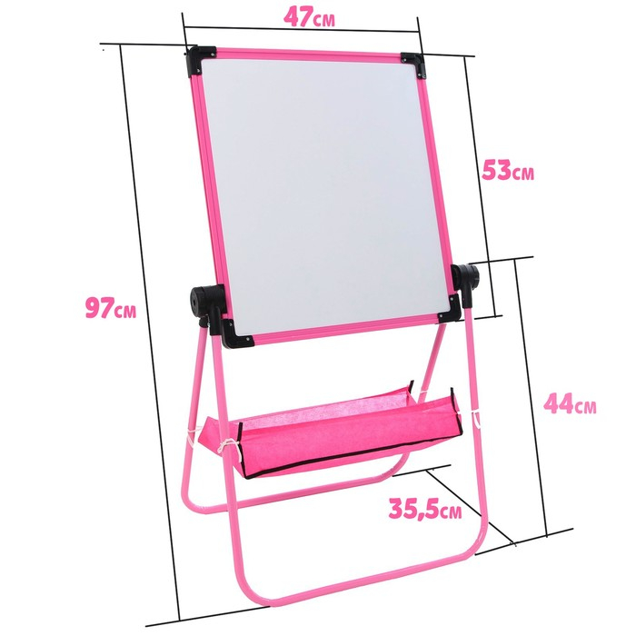 Детский мольберт «Премиум» в наборе с маркерами, мелом, губкой розовый Детский мольберт «Премиум» в наборе с маркерами, мелом, губкой розовый