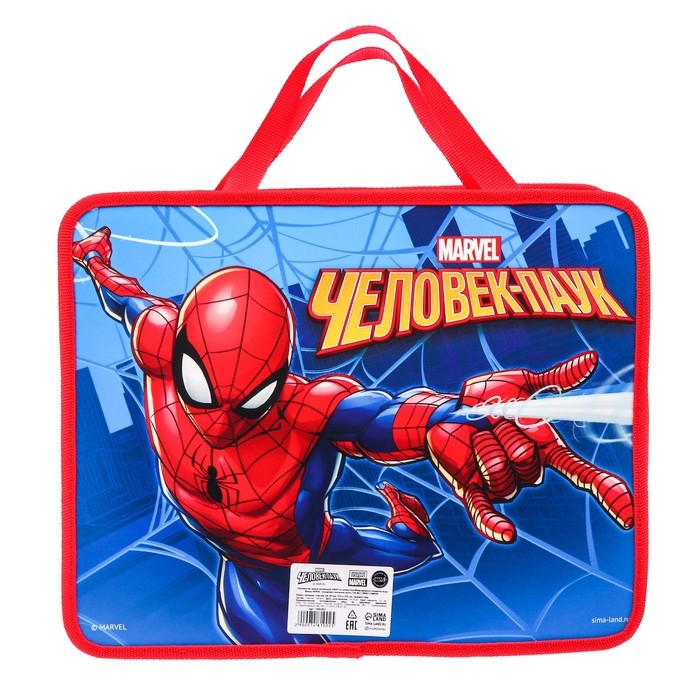 Папка пластиковая с ручками А4, на молнии, 75х330х260 мм, Человек-паук Папка пластиковая с ручками А4, на молнии, 75х330х260 мм, Человек-паук