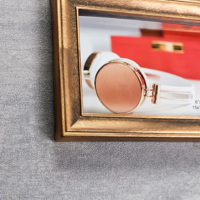 Фоторамка пластик на 5 фото 10х15 см  Фоторамка пластик на 5 фото 10х15 см "Узорная" тёмное золото 30,5х53 см