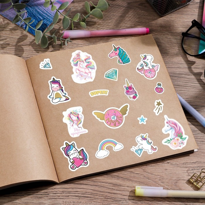 Наклейки детские в стикербуке «#ЕДИНОРОГИ», 8 листов, 14 х 21 см Наклейки детские в стикербуке «#ЕДИНОРОГИ», 8 листов, 14 х 21 см