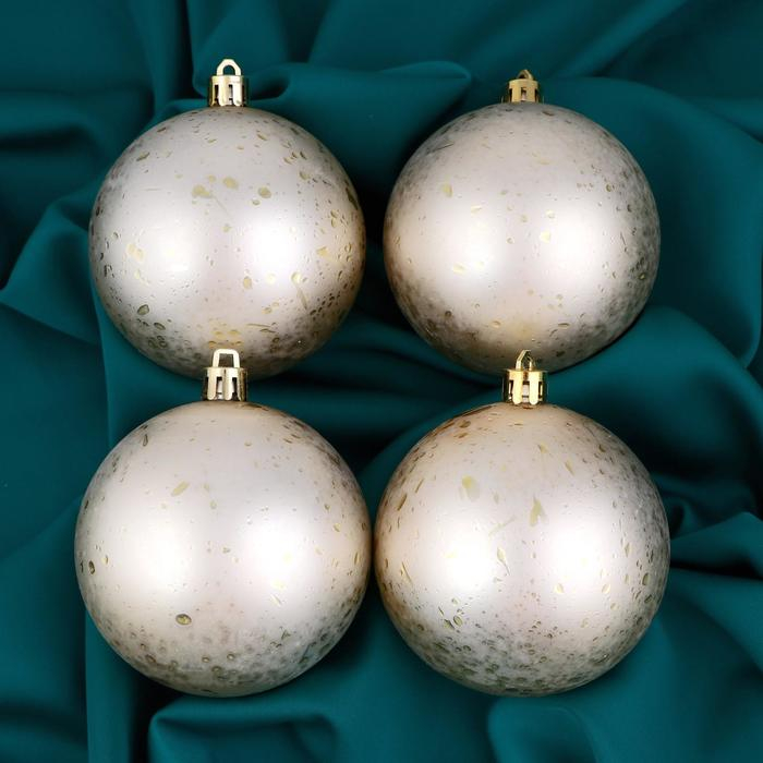 Набор шаров пластик d-8 см, 4 шт Набор шаров пластик d-8 см, 4 шт "Голди" золото