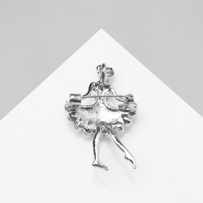 Брошь «Балеринка» , цвет белый в серебре