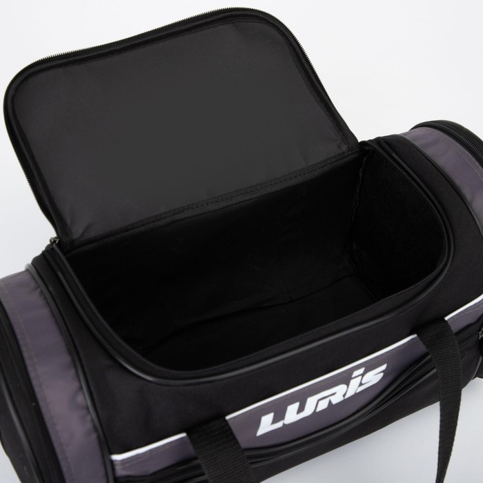 Сумка спортивная на молнии, 3 наружных кармана, длинный ремень, средний размер, цвет чёрный/серый