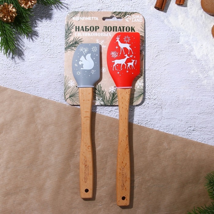 Новый год. Набор силиконовых лопаток «Лесная сказка», 2 шт в наборе (26х5 см, 23.3х4.3 см) Новый год. Набор силиконовых лопаток «Лесная сказка», 2 шт в наборе (26х5 см, 23.3х4.3 см)