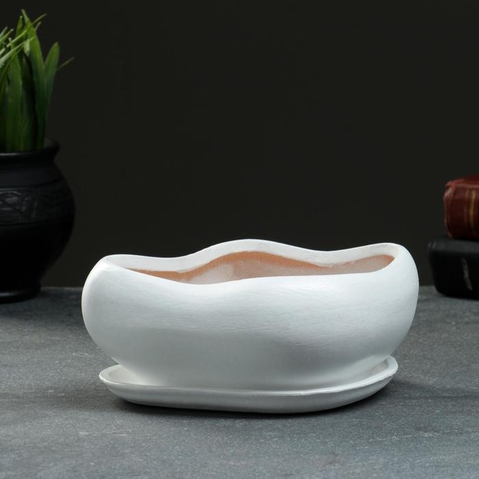 Горшок "Бонсай" для кактусов и суккулентов, малый белый, 0 6 л/ 14х18см