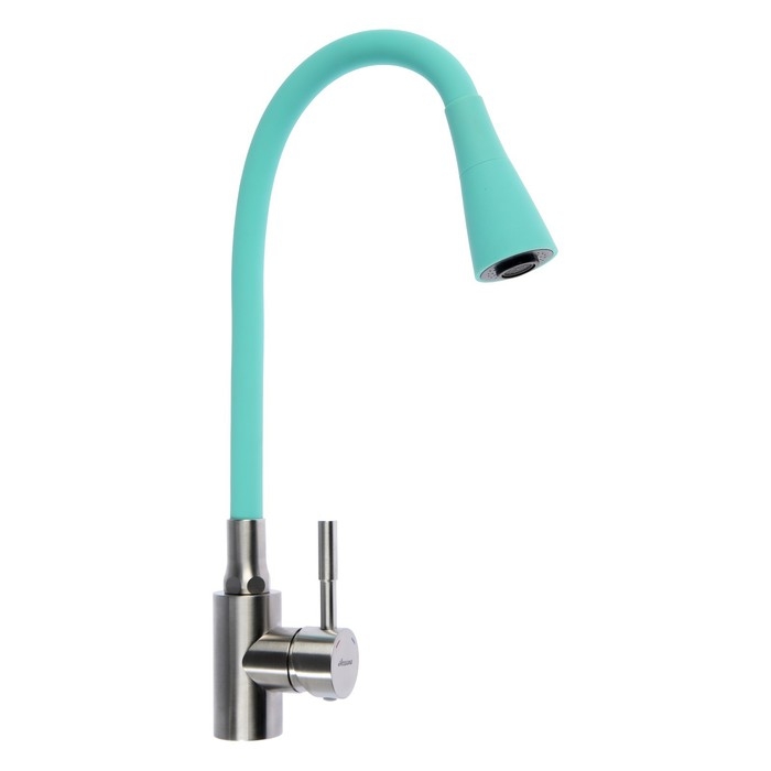 Смеситель для кухни Accoona A9890K-3, однорычажный, гибкий излив, 2 режима, бирюзовый Смеситель для кухни Accoona A9890K-3, однорычажный, гибкий излив, 2 режима, бирюзовый