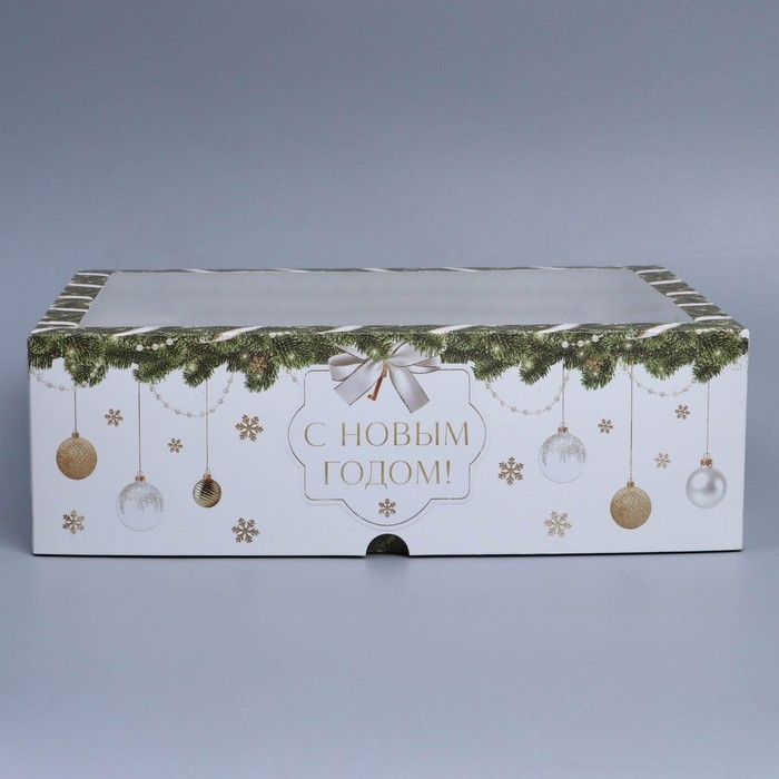 Коробка складная на 12 капкейков с окном «С Новым годом!» 32,8 х 25,6 х 10 см, Новый год Коробка складная на 12 капкейков с окном «С Новым годом!» 32,8 х 25,6 х 10 см, Новый год