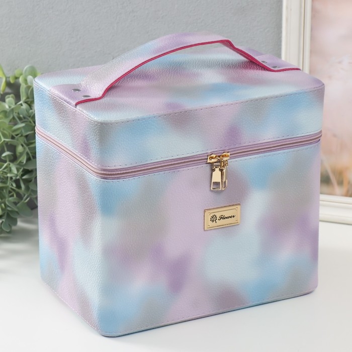 Шкатулка кожзам с зеркалом Шкатулка кожзам с зеркалом "Этажи. Сиреневый туман" 27х18х24 см