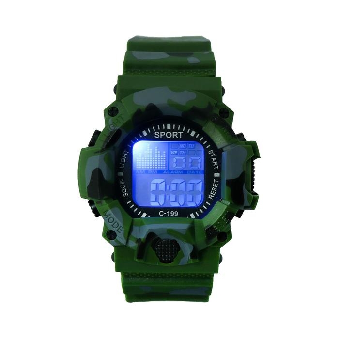 Часы наручные электронные SPORT, d-5 см, ремешок силикон 24.5 см, хаки