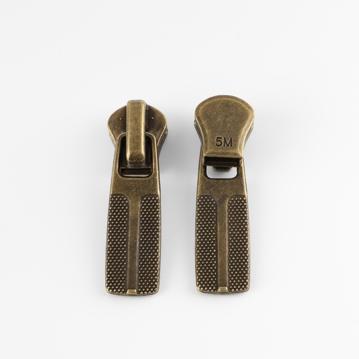 Бегунок автоматический для металлической молнии, №5, 10 шт, цвет антик Бегунок автоматический для металлической молнии, №5, 10 шт, цвет антик