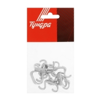 Крючок мебельный ТУНДРА TKD010, двухрожковый, хром, 10 шт