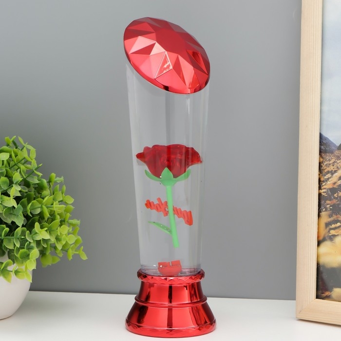 Лава-лампа Лава-лампа "Роза" LED от батареек 3хАА USB красный 7,5х6,5х25см