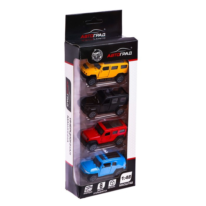 Набор металлических машин «Классика», 4 штуки, 1:48, инерция, открываются двери Набор металлических машин «Классика», 4 штуки, 1:48, инерция, открываются двери