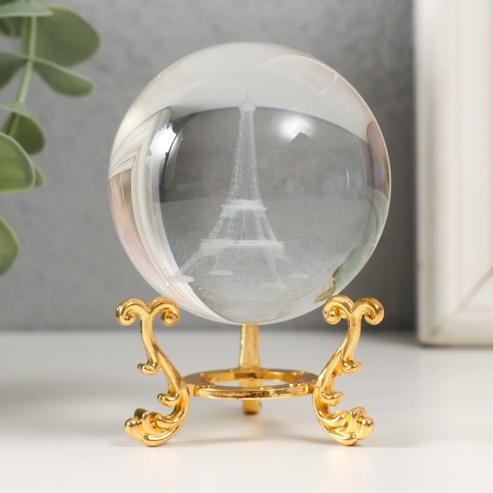 Сувенир стекло  Сувенир стекло "Эйфелева башня" d=6 см ажурная подставка 8,5х6х6 см