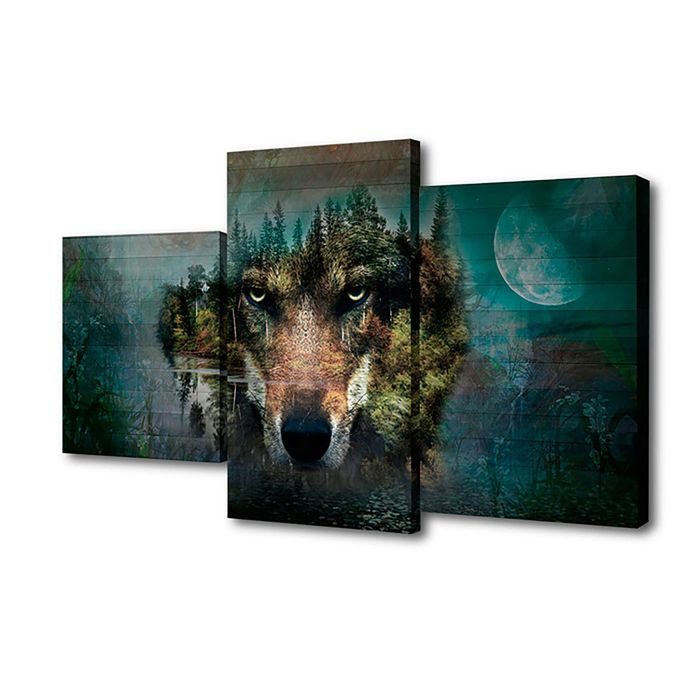Картина модульная на подрамнике  Картина модульная на подрамнике "Взгляд волка"  26х50см; 26х40см; 26х32см     50*80см