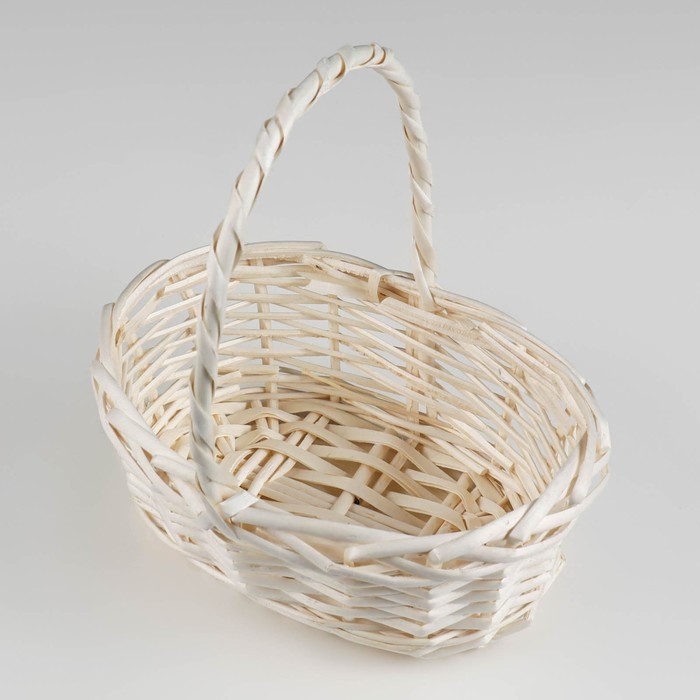 Набор корзин плетёных, ива, 3 шт., овальные, белые, большие Набор корзин плетёных, ива, 3 шт., овальные, белые, большие