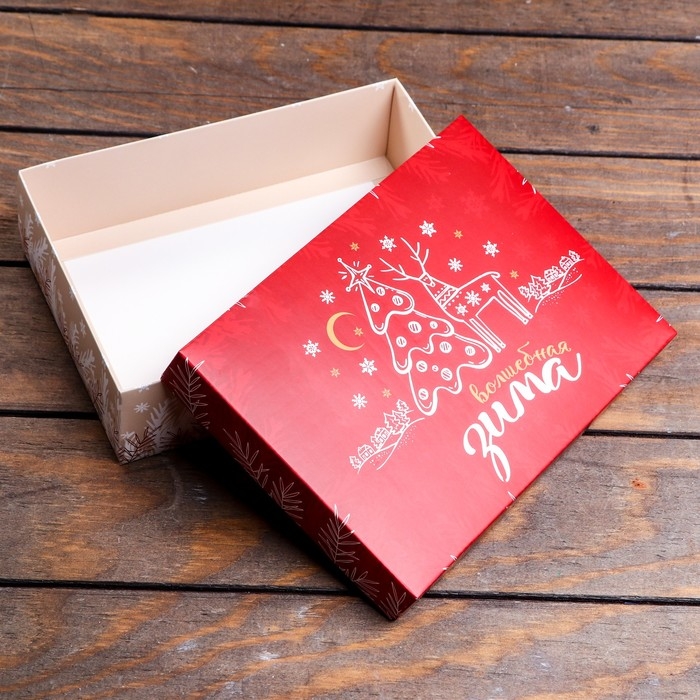 Подарочная коробка сборная Подарочная коробка сборная "Снежинки", 21 х 15 х 5,7 см