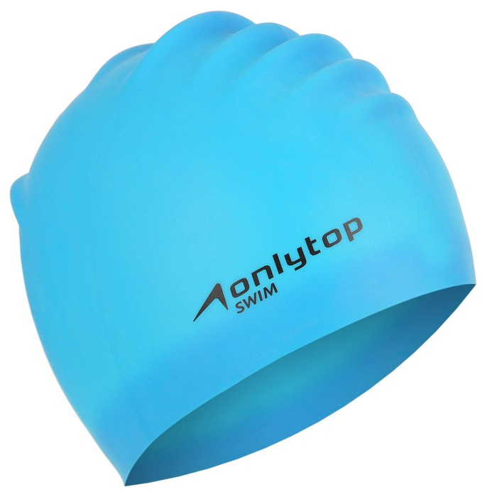 Шапочка для плавания взрослая ONLYTOP, для длинных волос, силиконовая, обхват 54-60 см