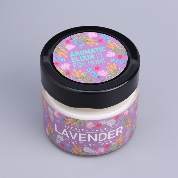 Свеча ароматическая в банке  Свеча ароматическая в банке "Лаванда и шалфей", совый воск, 80 г