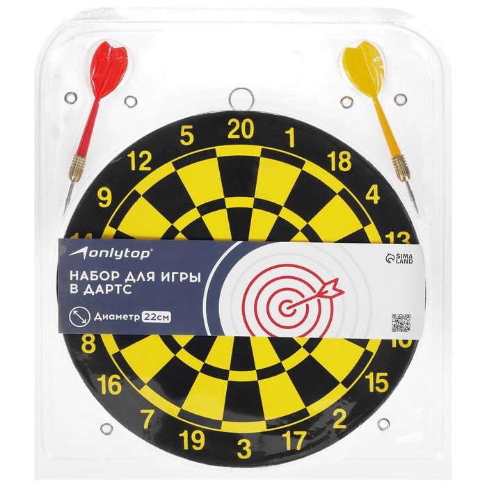 Дартс, мишень диаметром 22 см, 2 дротика Дартс, мишень диаметром 22 см, 2 дротика