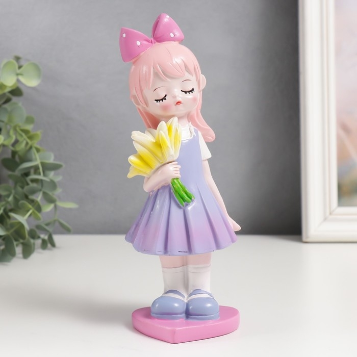 Сувенир полистоун  Сувенир полистоун "Мальчик/Девочка с белыми цветами" МИКС 6,5х7х19,5 см