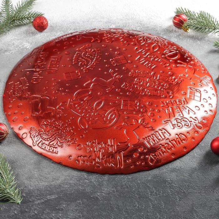 Тарелка подстановочная «Новый Год», d=35 см, цвет красный Тарелка подстановочная «Новый Год», d=35 см, цвет красный