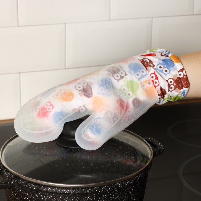 Рукавица для горячего Доляна «Совы», силикон, 28×19 см Рукавица для горячего Доляна «Совы», силикон, 28×19 см