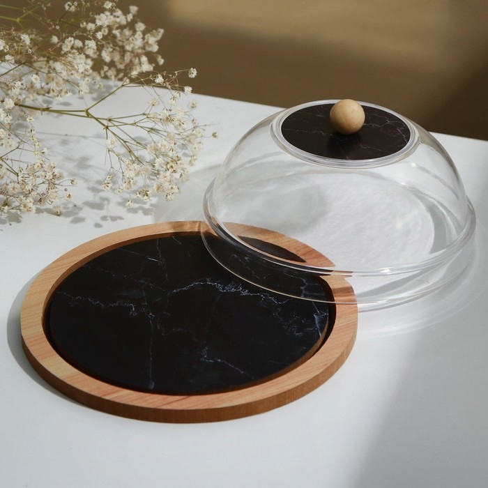 Блюдо с крышкой «Черный мрамор», 15 см Блюдо с крышкой «Черный мрамор», 15 см