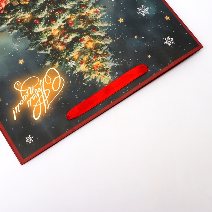 Новый год. Пакет подарочный новогодний бумажный,  Новый год. Пакет подарочный новогодний бумажный, "Ёлка", 31 х 26 х 11 см.