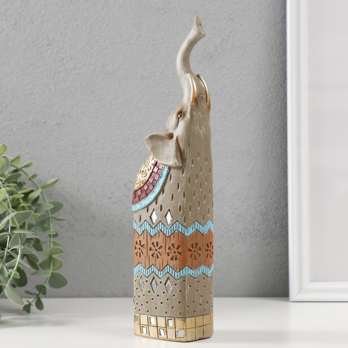 Сувенир полистоун Сувенир полистоун "Серый слон с хоботом вверх" 5,5х6х27 см