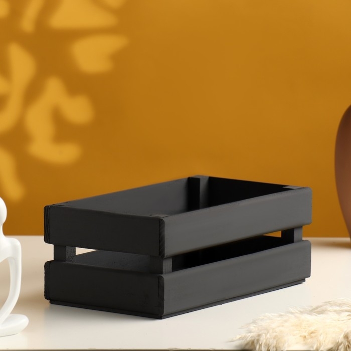 Кашпо деревянное 24.5×13.5×9 см  Кашпо деревянное 24.5×13.5×9 см "Двушка Лайт", двухреечное, чёрный Дарим Красиво