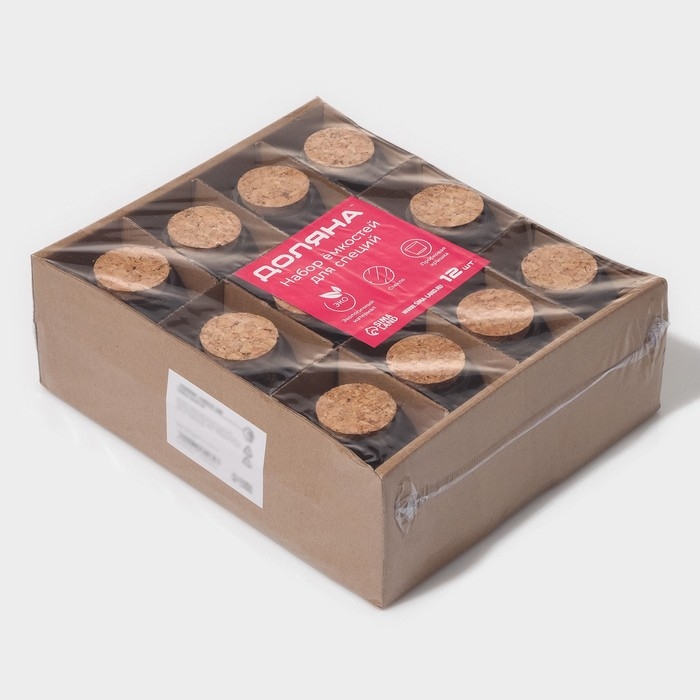 Набор стеклянных баночек для сыпучих продуктов с пробковой крышкой Доляна «Парфе. Звезда», 50 мл, 6,6×6,8×3,9 см, 12 шт Набор стеклянных баночек для сыпучих продуктов с пробковой крышкой Доляна «Парфе. Звезда», 50 мл, 6,6×6,8×3,9 см, 12 шт