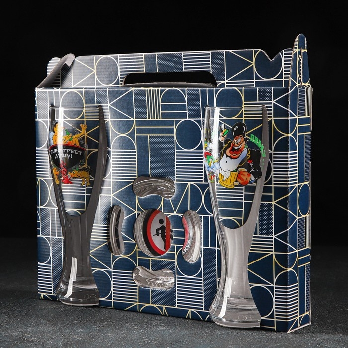 Набор «Приколы», 2 бокала для пива 300 мл, пепельница Набор «Приколы», 2 бокала для пива 300 мл, пепельница