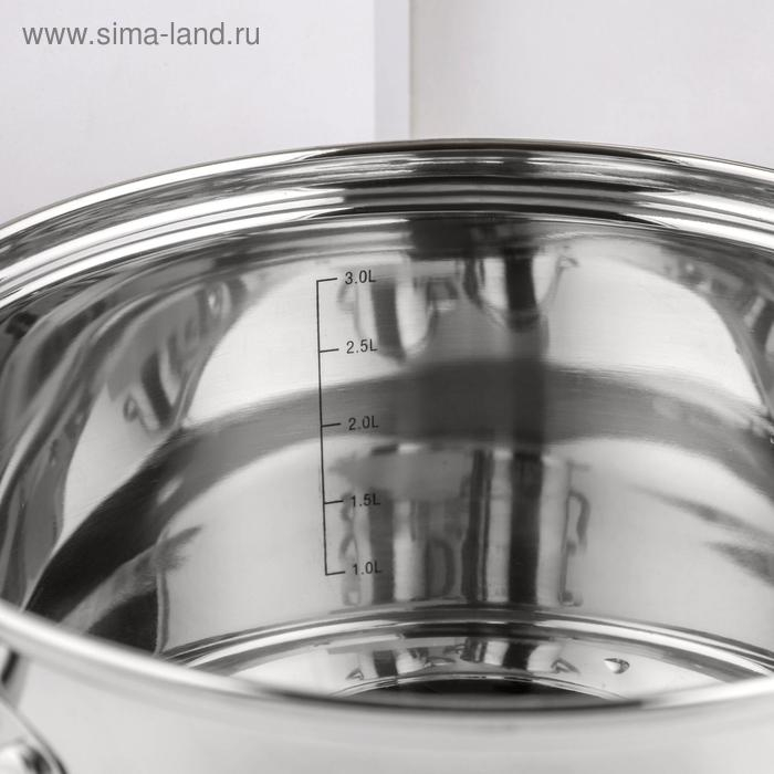 Набор кастрюль «Элис», 3 предмета: 1,8 л, 2,5 л, 3,5 л, стеклянные крышки, индукция Набор кастрюль «Элис», 3 предмета: 1,8 л, 2,5 л, 3,5 л, стеклянные крышки, индукция