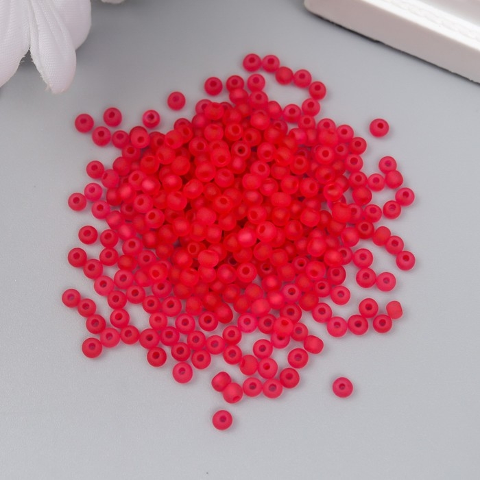 Бисер стекло 8/0  Бисер стекло 8/0 "Матовый полупрозрачный. Алый" 10 гр